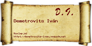 Demetrovits Iván névjegykártya
