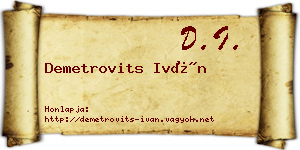 Demetrovits Iván névjegykártya